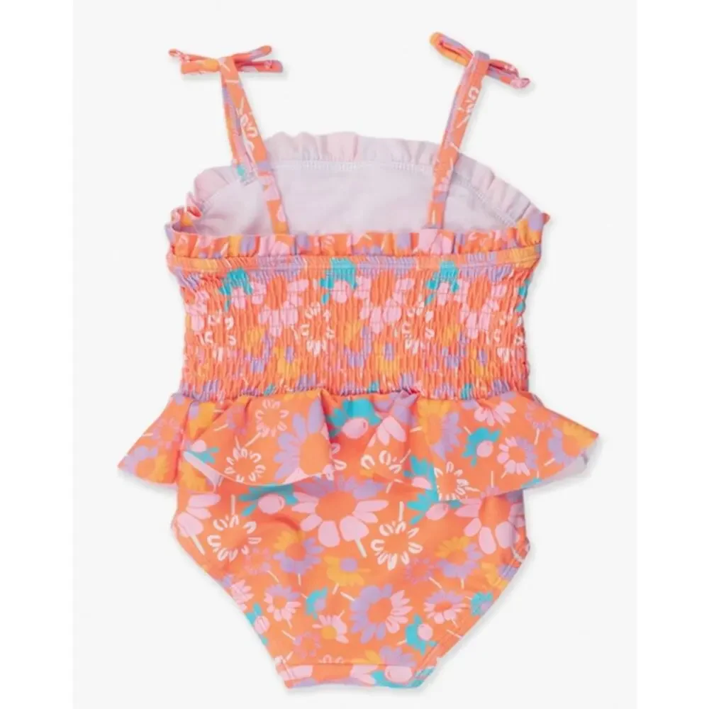 RuffleButts Peplum Smocked Bodice One Piece Swimsuit